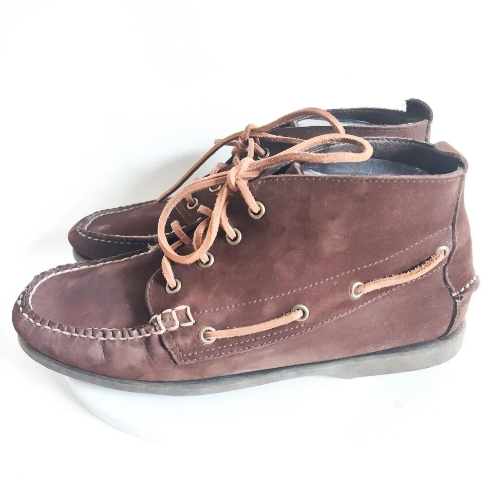 J.Crew Classic Brown Leather Mens Ankle Chukka Boots BA031 Size 9M Preppy Casual